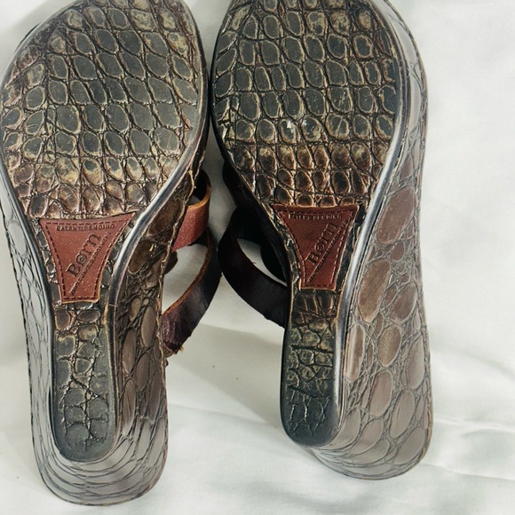 Born Brown Leather Strappy Slip-On Wedge Sandals SZ 8 Boho Earthy Outdoor Hippie - Picture 5 of 6